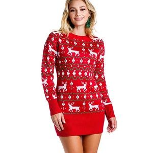 NWOT Tipsey Elves Reindeer Sweater Dress Size L